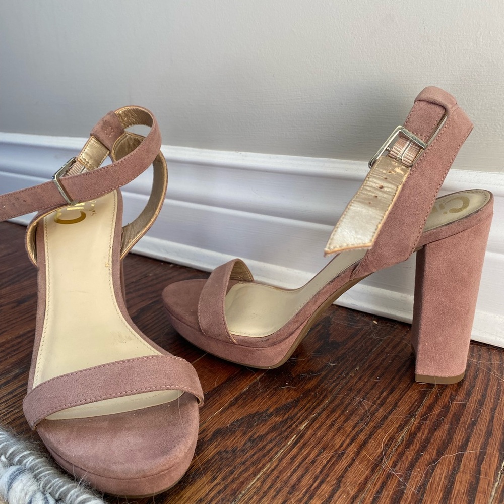 Pink strappy heels